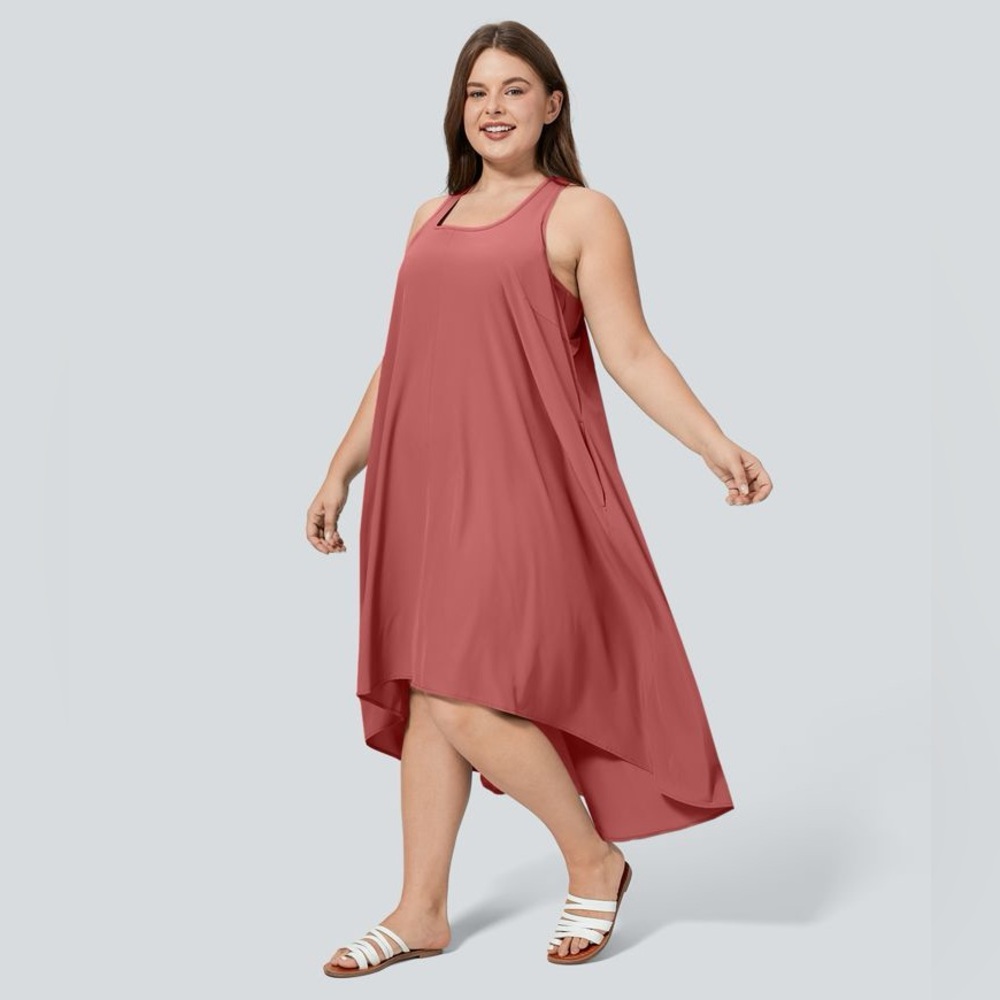 Halara Breezeful RacerPocket High Low Flowy Midi Quick Dry Plus Size Dress 2X - Picture 4 of 12